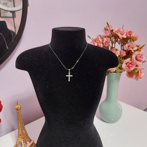 Imagem 3 de 5 de Colar De Prata 925 Pingente Crucifixo Diamantes De Zircônia