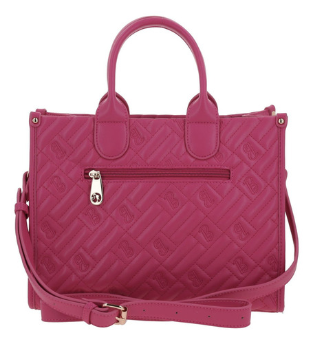 Bolsa Satchel Barbie Gorett Fernanda Br24074-p Color Rosa Correa De Hombro Rosa Diseño De La Tela Monograma
