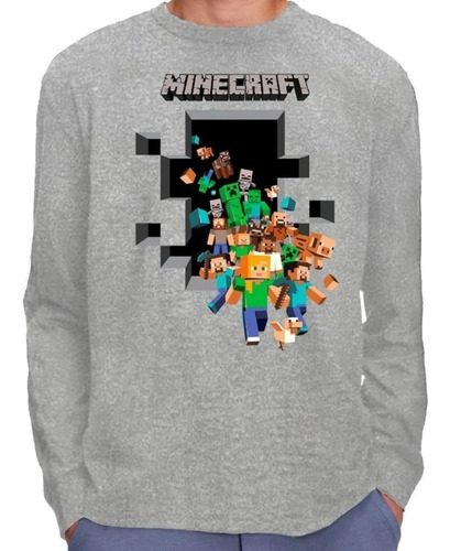 Remera Camiseta Algodón Manga Larga Minecraft 