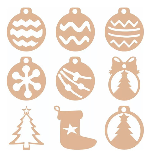 Pack 4 - 45 Adornos Navidad En Mdf