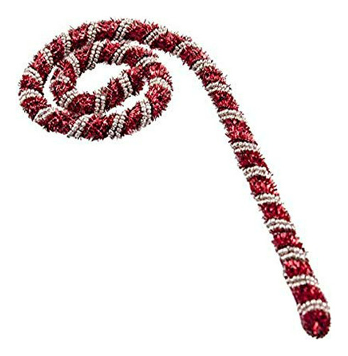 Cwi Gifts Tinsel & Bead Candy Cane (juego De 3), 9.5  X 4  X