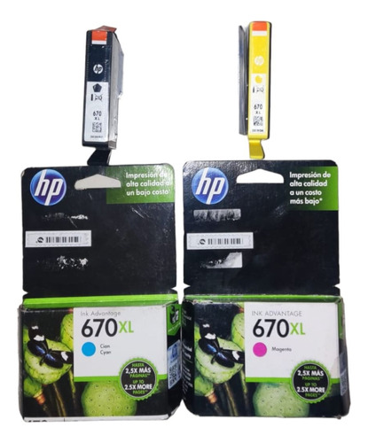 Set 4 Cartucho Original Hp 670xl Cz118al Cz119al Cz120al 