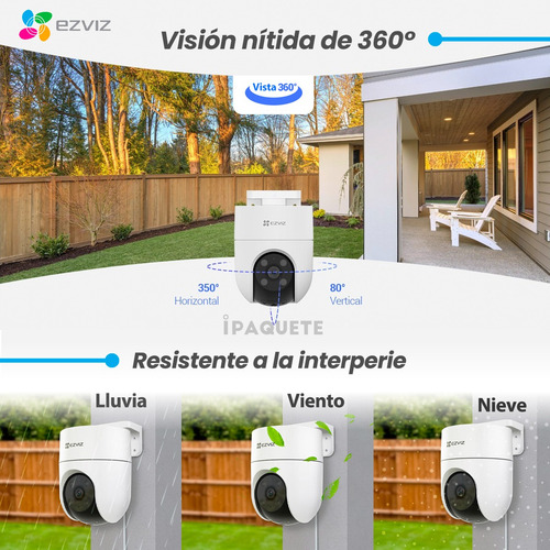 Kit 3 Cámaras Seguridad Ezviz Ip Wifi Domo 360 Exterior+64gb