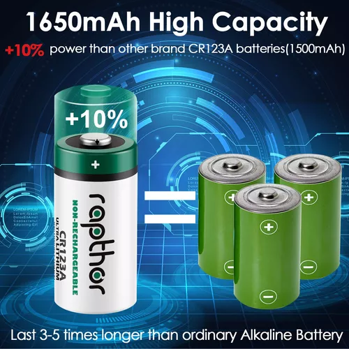 Batería de litio no recargable 3V CR123A 1500mAh para sistema de