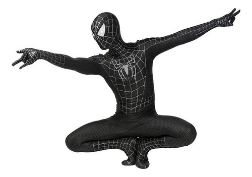 Disfraz De Spiderman Negro Traje De Fiesta De Cosplay [f]