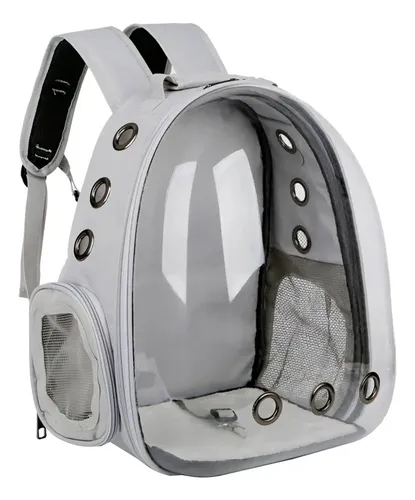 Mochila Pet Deko Visão 360 Cinza Transporte Gato ​Cão