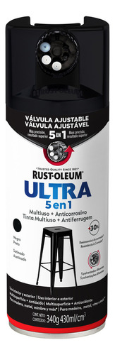 Pintura Aerosol Antióxido Rust Oleum 5 Válvulas Ultra 5 En 1 Color Negro Satinado