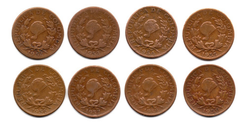 5 Centavos 1952 - 1959 Set De 8 Diferentes