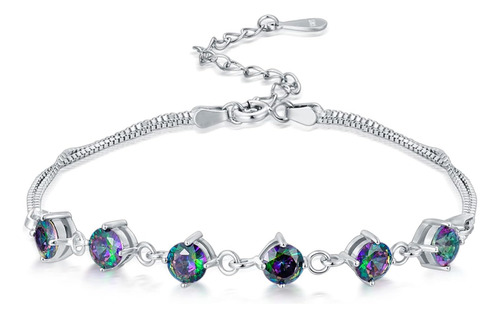 Bhubrea Pulsera De Plata De Ley 925 Con Circonitas Cúbicas, 