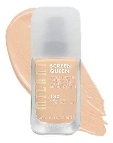 Maquillaje Milani Screen Queen Foundation 150 Cool Shell Tono 180 Warm Shell