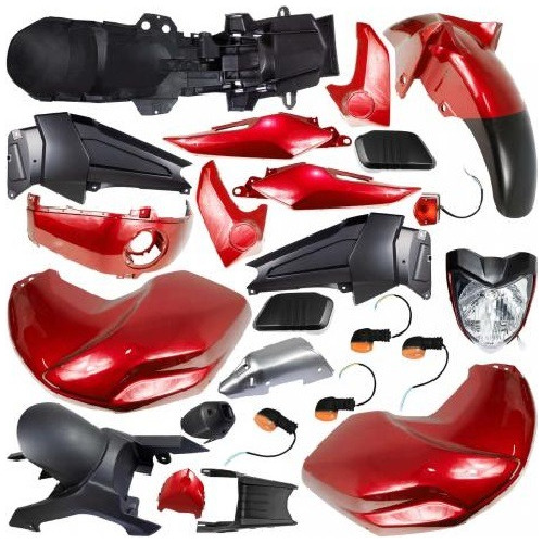 Kit Plasticos Fz16 Con Faros Rojo Para Moto 