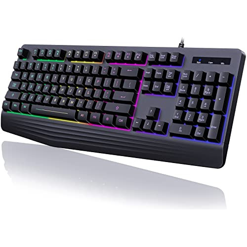 Teclado Juegos, Arcoíris Led Retroiluminado De 7 Color...