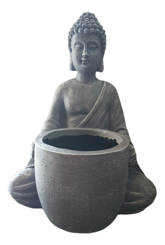 Figura Decorativa Buda Con Maceta 34 Cm.