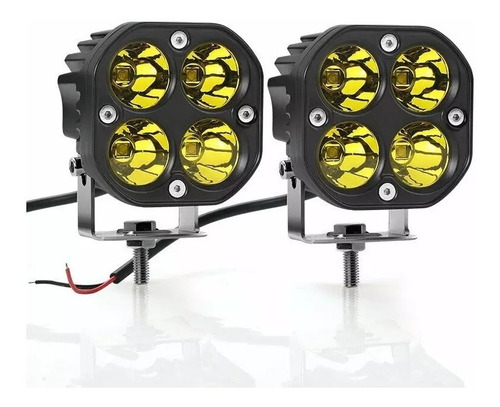 Par Faro 4 Led 40w Cuadrado Blanco O Amarillo Fijo/estrobo