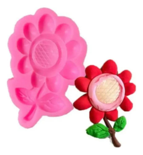 Molde Flor Con Tallo Individual - Rosa