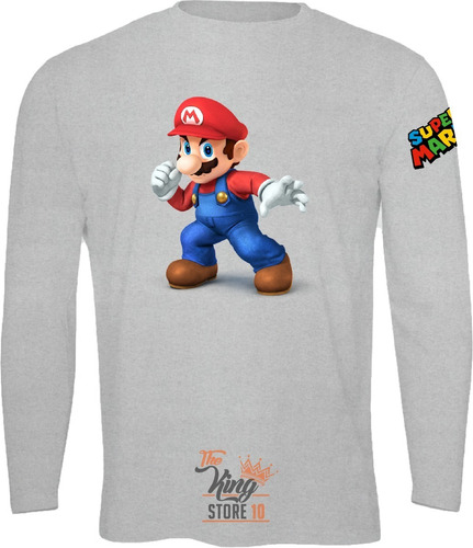 Polera Manga Larga, Mario Bros, Nintendo, Atari, Gamer,