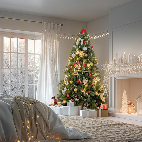 Comhoma 6.5ft Spruce Artificial Holiday Christmas Tree With