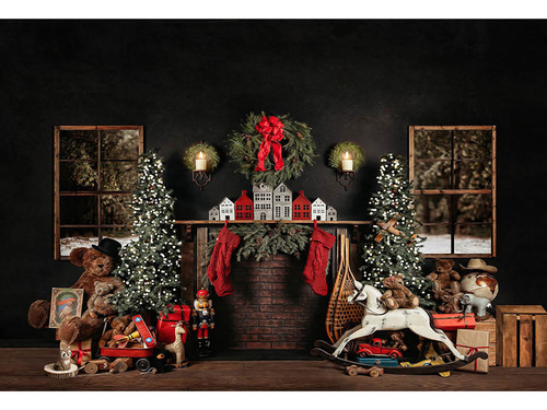 Fondo De Fotografía Interior De Juguete De Oso De Navidad