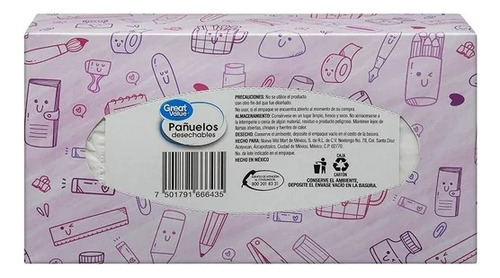 8 Pzas Pañuelos Faciales Great Value 110 Pzas