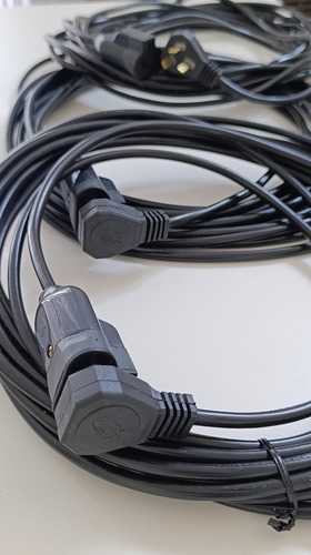 10x Cable Prolongador Alargue 10 Mts Normalizado Conducable Negro