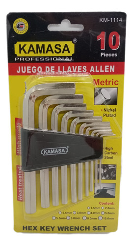 Juego De Llaves Allen Hexagonales 10pcs Kamasa Km1114