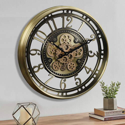 Reloj De Pared Industrial Con Engranajes Móviles, Moderno Re