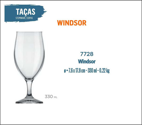 12 Taça Windsor 330ml - Cerveja