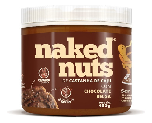 Pasta De Castanha De Caju Chocolate Com Belga Naked Nuts 450g