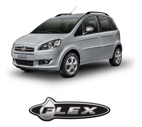 Emblema Adesivo Flex Linha Fiat Cromado Resinado Preto