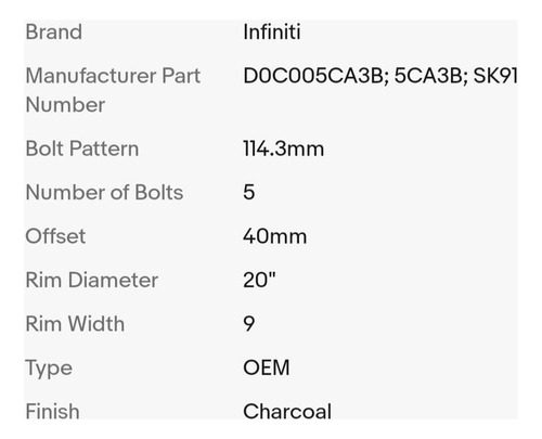 Rines Para Infiniti Q60s Reacondicionados, Como Nuevos 