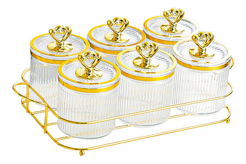 Tarro De Almacenamiento De 6 Cuencos Transparentes