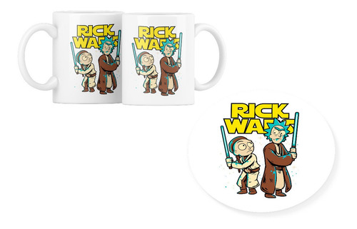 Taza + Mouse Pad Circular, Rick Y Morty, Rick Wars, Gamer