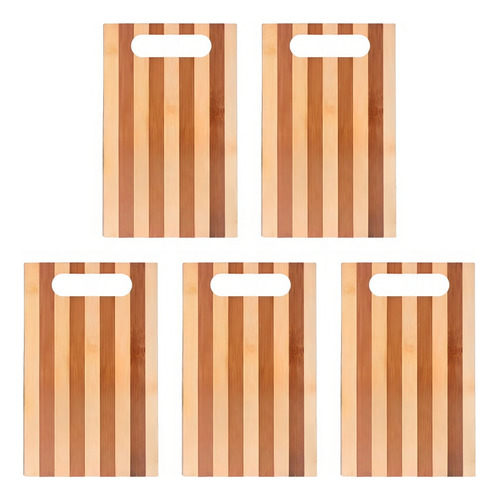 Set X 5 Tablas Para Picar Madera Bambu 19.5x29.5cm Bandeja