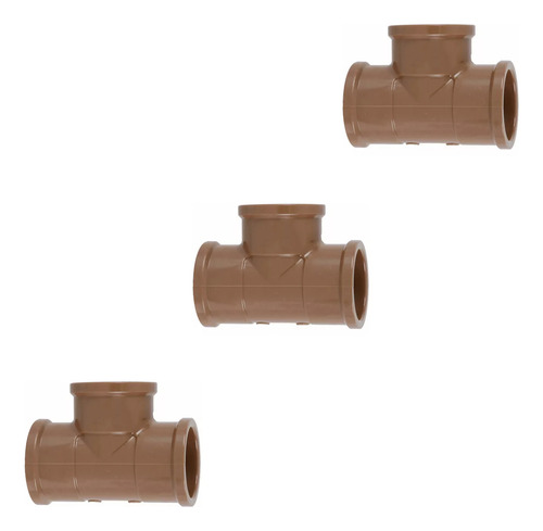 3x Te Soldável 32mm (1'') (marrom)  Pvc Hidráulica