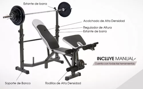 Banco De Pesas Pecho Plano Inclinado Y Piernas Plegable Gym