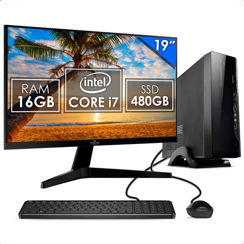 Computador Slim Intel Core I7 16gb Ssd 480gb 19 Strong Tech
