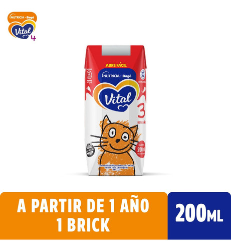 Leche Liquida Vital 3 Brick Nutricia Bago X 200 Ml Sabor Original