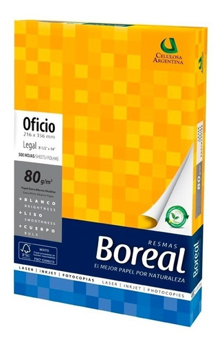 Resma Oficio Boreal 80grs X Unidad Distribuidor Oficial