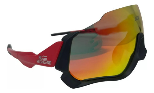 Óculos Ciclismo Auge High End C-088 Vermelho Armação Preto Lente Preto
