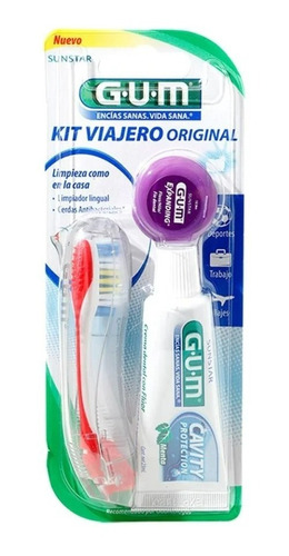 Gum Kit Viajero (cepillo, Hilo Dental Y Pasta) 3pz