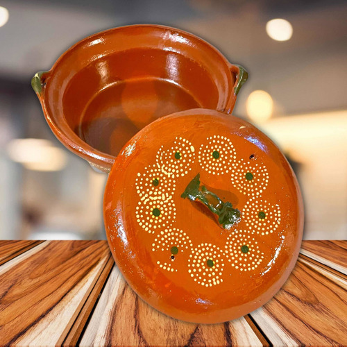 Cazuela De Barro Con Tapa Para 3.5 Litros / 1.75 Kg Color Marrón