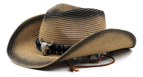 Sombrero De Paja Retro De Vaquero Panameño Para Mujer Y Homb