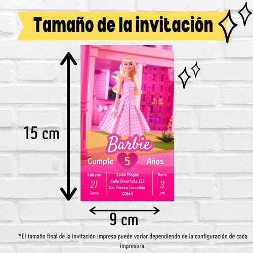 Invitación Película Barbie Digital Personalizada