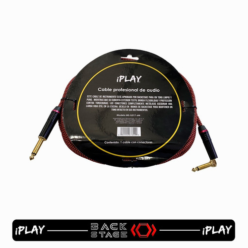 Imagen 3 de 7 de Iplay Ms-017-6m Cable Textil De 6 Metros Conector Angulado