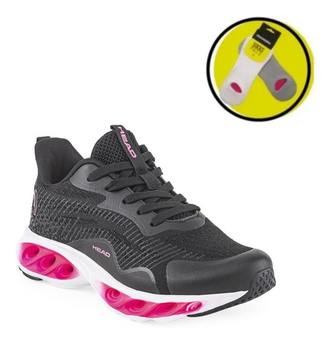 Zapatillas Deportiva Mujer Head Vesubio Ng/fu +medias Gratis