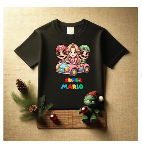 Polera Unisex Infantil Mario Bros Game Cabezon Estampado