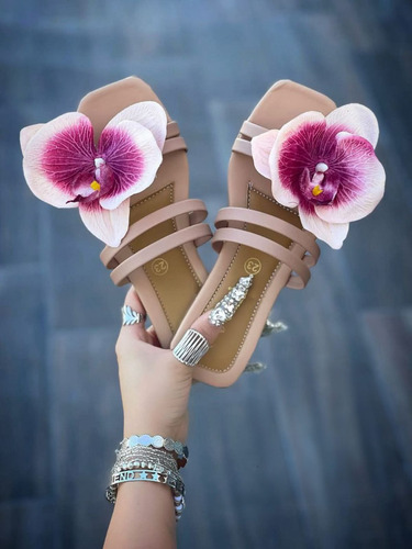 Sandalia De Piso Chanclas De Mujer Moda Para Dama Con Flores