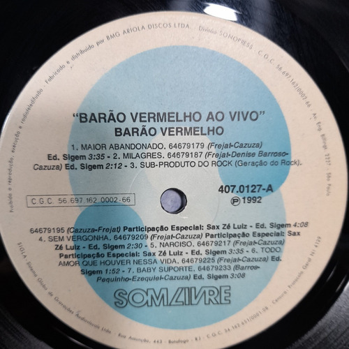Imagem 4 de 7 de Vinil Lp Barão Vermelho Ao Vivo Bom Estado