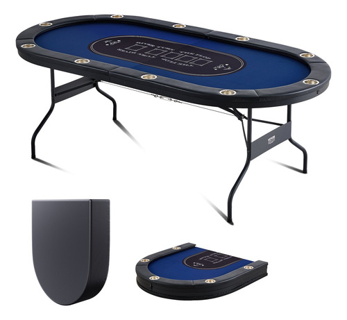 Mesa De Póker Blackjack Plegable 10 Jugadores Con Portavasos