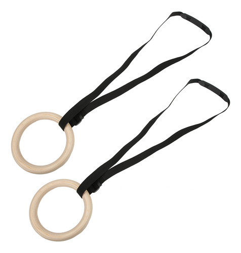 1 Par De Anillos De Gimnasia De Madera Con Hebilla Ajustable